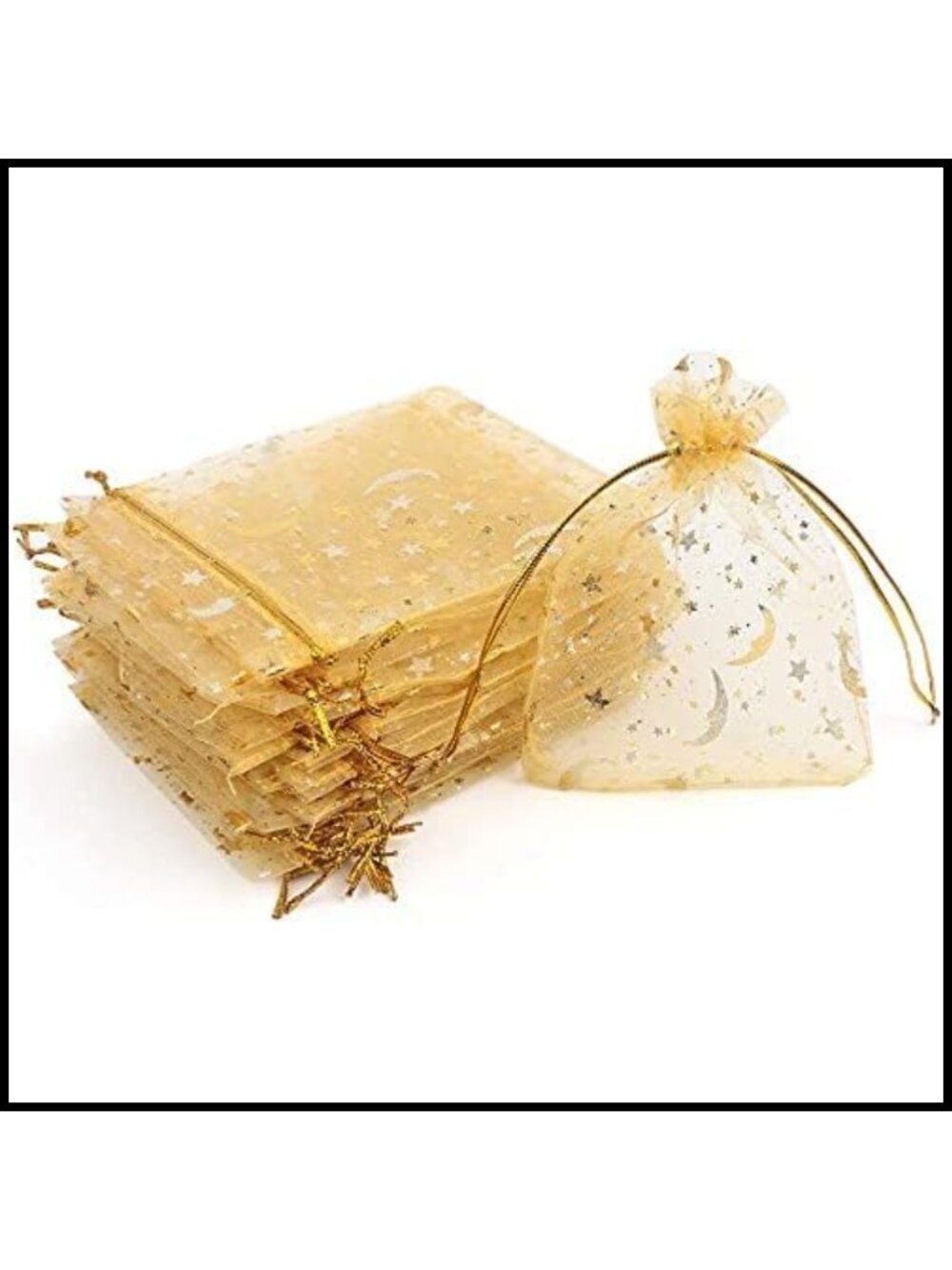100pcs Organza Gift Bags Drawstring Star Moon Party Favor Bags